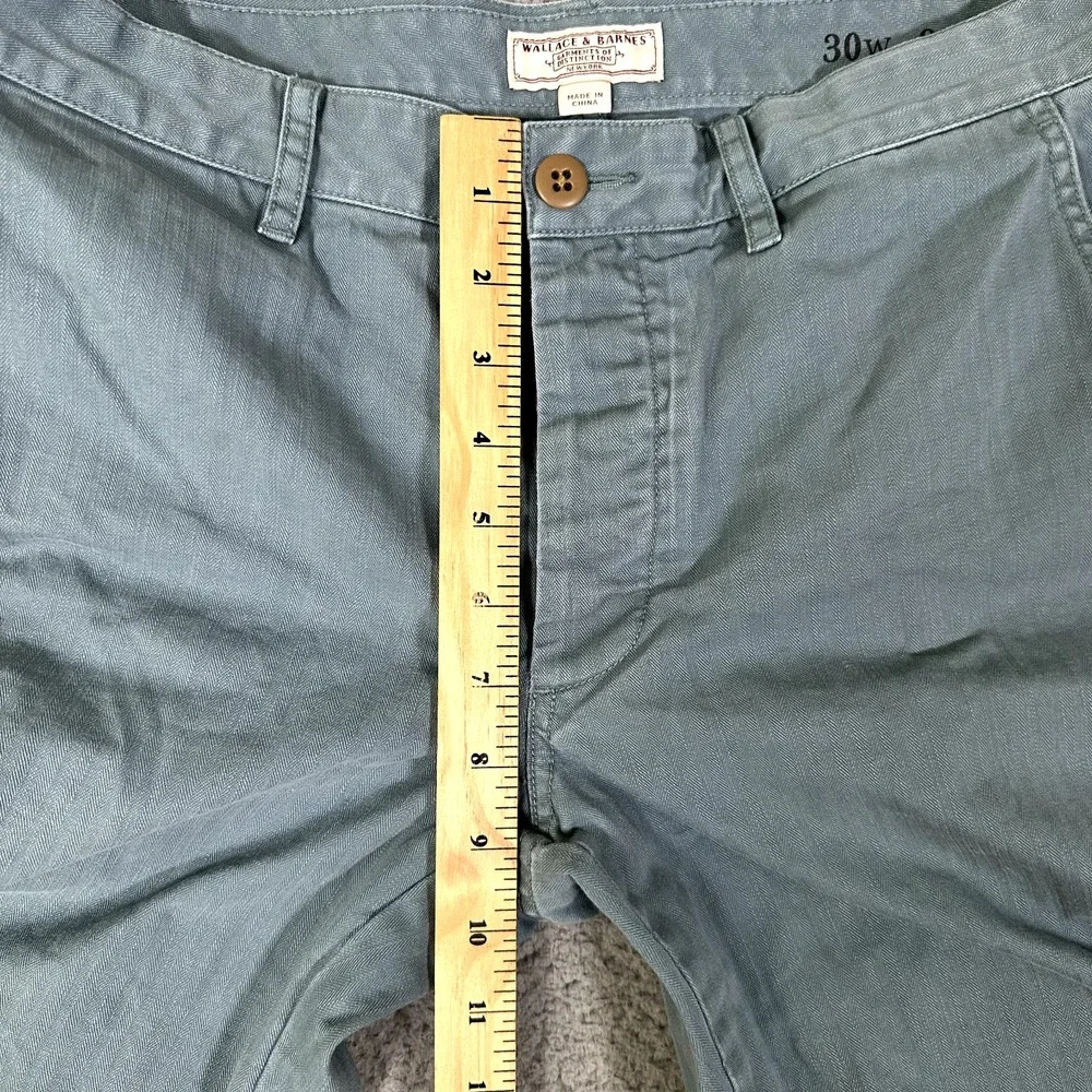 Wallace & Barnes Shorts Mens‎ 30 Blue Cotton Button Fly Casual Preppy Chino Logo